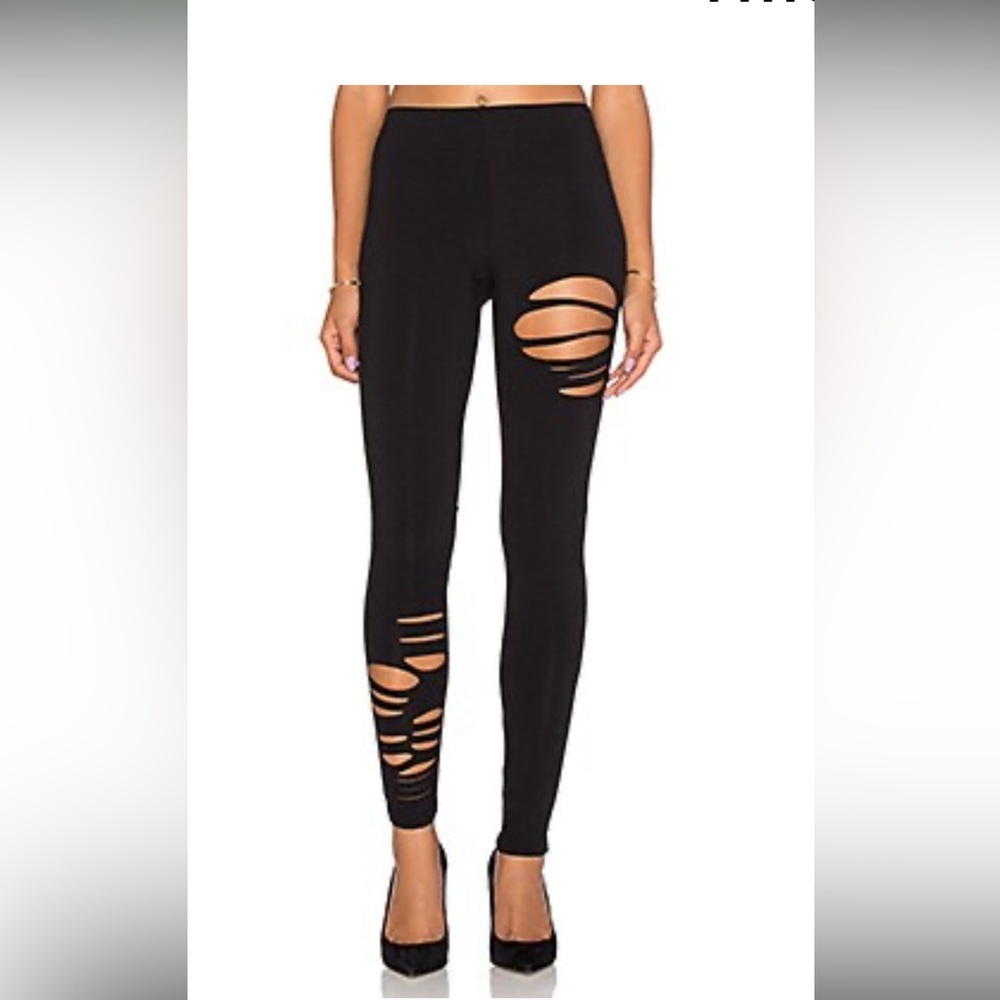 Cute for Halloween! DAVID LERNER ripped legging in black